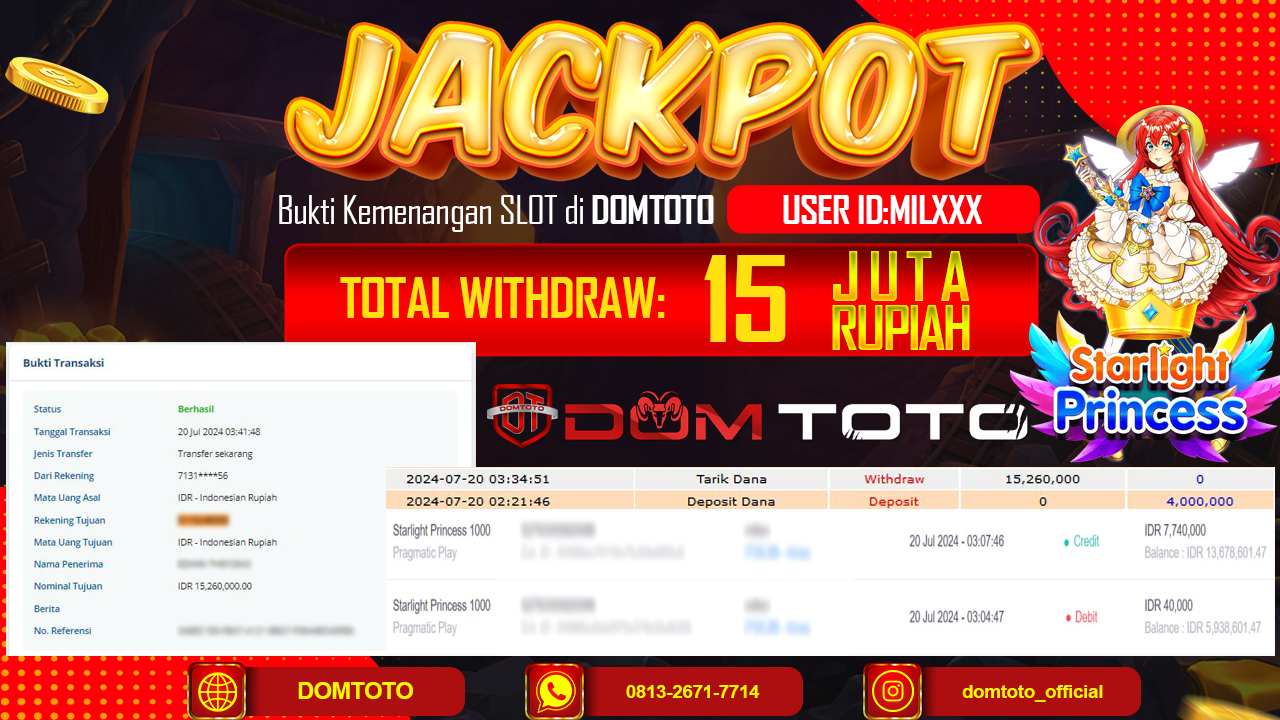 JACKPOT SLOT PRAGMATIC STARLIGHT PRINCESS 1000 20 JULI 2024